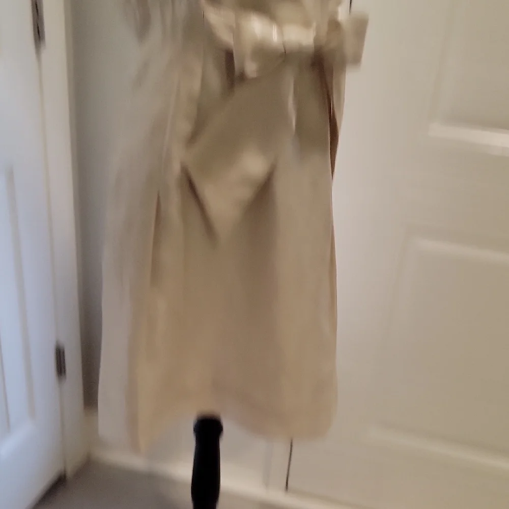 ANTONIO MELANI Cream Metallic Sheen Faux Wrap Dress - Picture 3 of 14